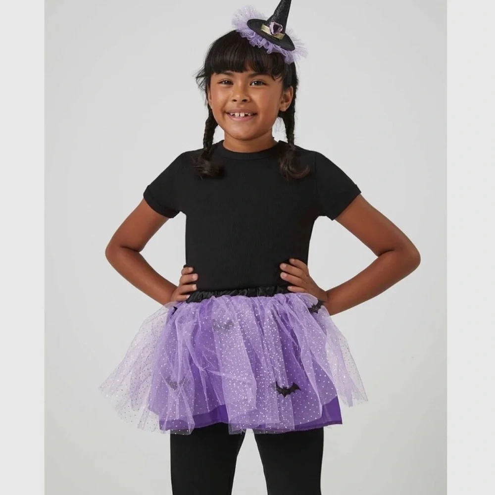 Halloween Girls Witch Skirt & Hat Costume Set